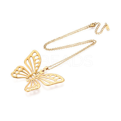 304 Stainless Steel Pendant Necklaces NJEW-T018-11G-1