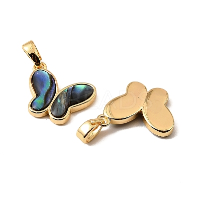 Natural Paua Shell Butterfly Pendants KK-G538-15G-01-1
