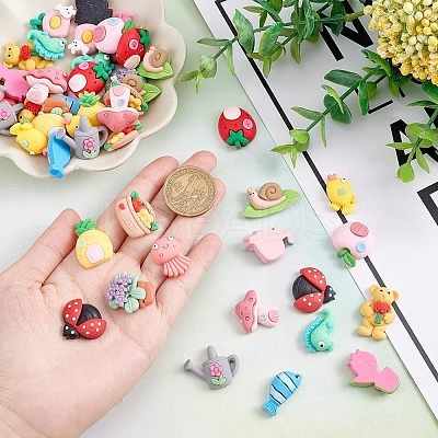 48Pcs 16 Style Resin Cabochons CRES-CA0001-14-1