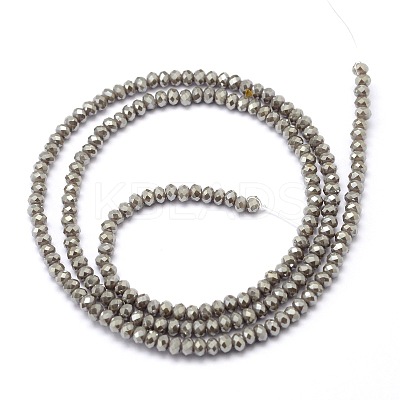 Faceted Rondelle Full Rainbow Plated Electroplate Glass Beads Strands EGLA-M004-2mm-A04-1