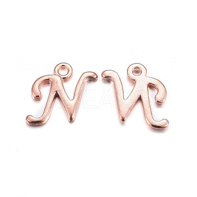Rose Gold Plated Alloy Letter Pendants PALLOY-P097-05-N-1