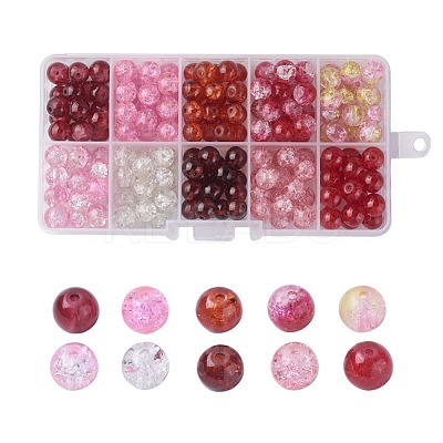 10 Colors Spray Painted Crackle Glass Beads CCG-X0010-01-8mm-1