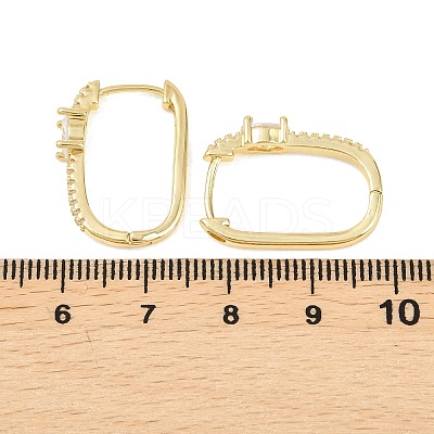 Rectangle Brass Micro Pave Clear Cubic Zirconia Hoop Earrings EJEW-D348-07G-1