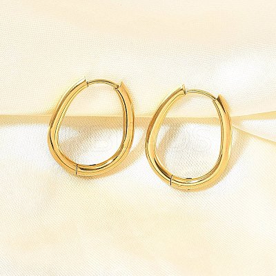 Ion Plating(IP) Stainless Steel Hoop Earrings LS-EJEW-P232-02G-1