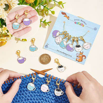 Alloy Enamel Pendant Locking Stitch Markers HJEW-AB00120-1