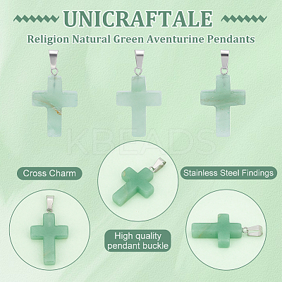 16Pcs Religion Natural Green Aventurine Pendants G-UN0001-08A-1