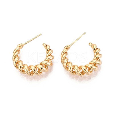 Swirl C-Shaped Brass Stud Earrings EJEW-T047-91G-1