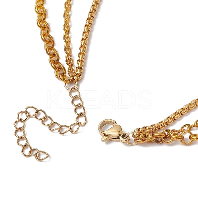Brass & Stainless Steel Micro Pave Clear Cubic Zirconia Pendant Necklaces NJEW-JN04874-1