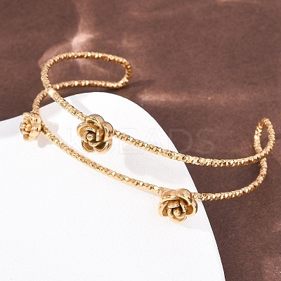 304 Stainless Steel Cuff Bangles for Women BJEW-P377-03G-1