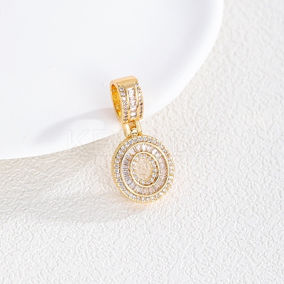 Brass Clear Cubic Zirconia European Dangle Charms KK-R003-01G-00-1