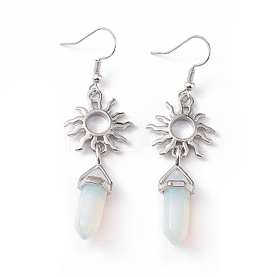 Opalite Bullet with Sun Dangle Earrings EJEW-I276-01P-17-1