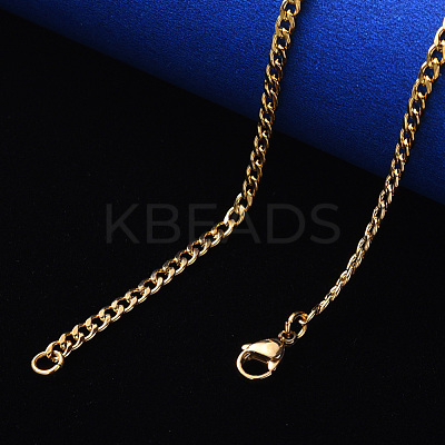 Men's PVD Vacuum Plating 304 Stainless Steel Cuban Link Chain Necklace NJEW-S420-002G-1