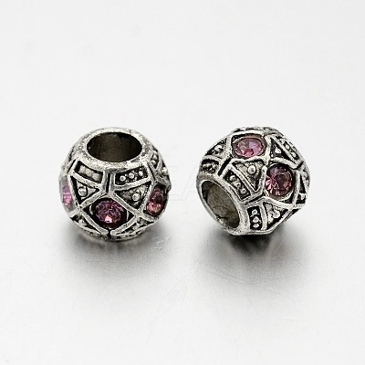 Antique Silver Plated Alloy Rhinestone European Beads CPDL-J031-27AS-1