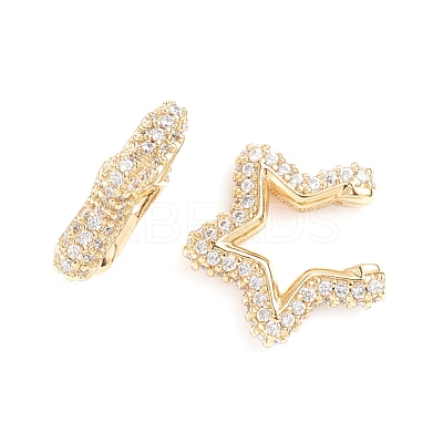 Brass Micro Pave Clear Cubic Zirconia Cuff Earrings EJEW-G274-06G-1