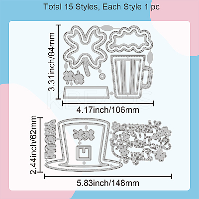 Saint Patrick's Day Carbon Steel Cutting Dies Stencils DIY-WH0309-1520-1