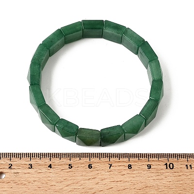 Square Natural Green Aventurine Beads Stretch Bracelets for Women Men BJEW-C097-06O-1