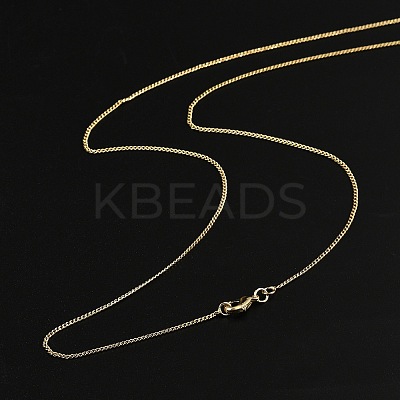 1mm Rack Plating Brass Curb Chain Necklaces for Women Men MAK-L044-26G-1