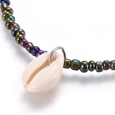 Glass Seed Beads Pendant Necklaces NJEW-JN02314-M-1