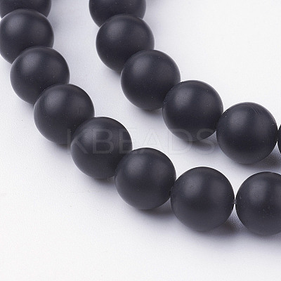 Natural Black Agate Bead Strands G-G735-60F-8mm-A-1