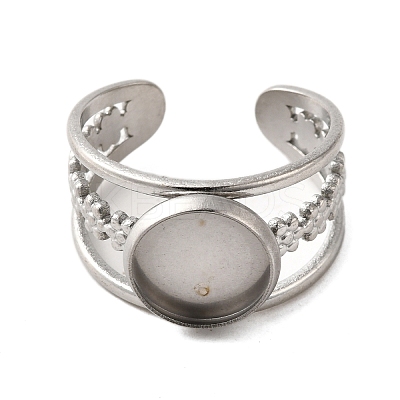 304 Stainless Steel Cuff Ring Components STAS-V012-01A-P-1