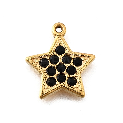 304 Stainless Steel Micro Pave Rhinestone Pendants Charms STAS-K256-28G-03-1