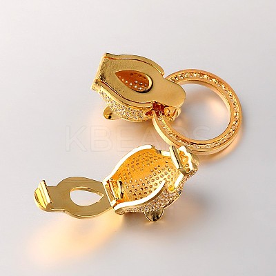 Brass Micro Pave Cubic Zirconia Fold Over Clasps ZIRC-M043-G-02-RS-1