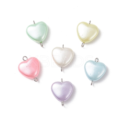 Opaque Acrylic Heart Links Connector Charms PALLOY-JF04282-02-1