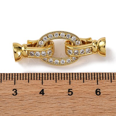 Rack Plating Brass Micro Pave Clear Cubic Zirconia Flod Over Clasps KK-B103-04G-1