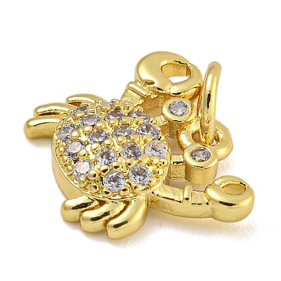 Marine Theme Rack Plating Brass Micro Pave Cubic Zirconia Pendants KK-I718-28G-02-1