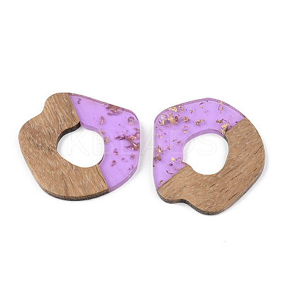 Transparent Resin & Walnut Wood Pendants RESI-S389-050A-B01-1