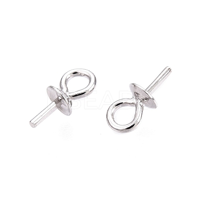 Anti-Tarnish Rhodium Plated 925 Sterling Silver Cup Pearl Bail Pin Pendants STER-N016-41P-1