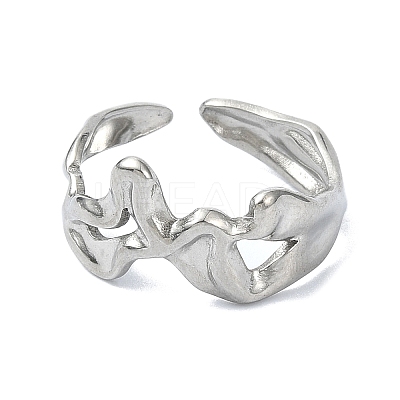 304 Stainless Steel Cuff Rings for Women LS-RJEW-M019-38P-1