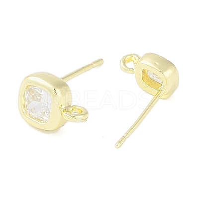 Brass Pave Clear Cubic Zirconia Stud Earring Findings LS-KK-F875-01G-1