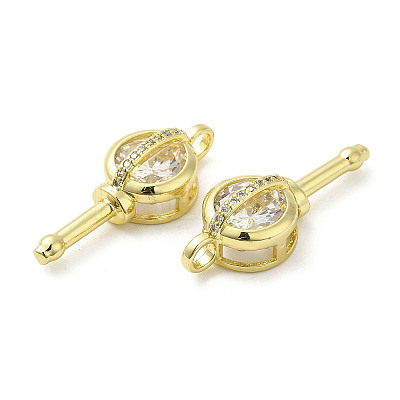 Rack Plating Brass with Cubic Zirconia Pendants KK-Q784-13G-1