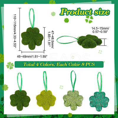 32Pcs 4 Colors Saint Patrick's Day Foam Pendant Decorations for Christmas Tree FIND-GA0003-02-1