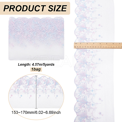 5 Yards Polyester Embroidery Shell Lace Ribbon OCOR-BC0006-66B-1