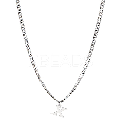 1Pc 304 Stainless Steel Letter Pendant Necklaces NJEW-LP0001-33X-P-1