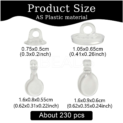 230Pcs 4 Styles Transparent ABS Plastic Pendant Blanks FIND-YW0007-54-1