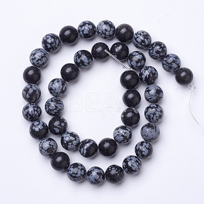Natural Snowflake Obsidian Beads Strands G-D855-11-10mm-1