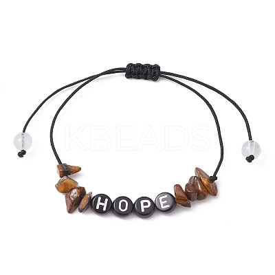 Natural Tiger Eye Chip Braided Bead Bracelets BJEW-JB09608-03-1