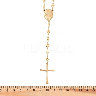 201 Stainless Steel Rosary Bead Necklaces NJEW-B143-07G-1