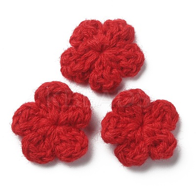 Peach Blossom Handmade Crochet Cotton Ornament Accessories AJEW-WH0326-53B-1