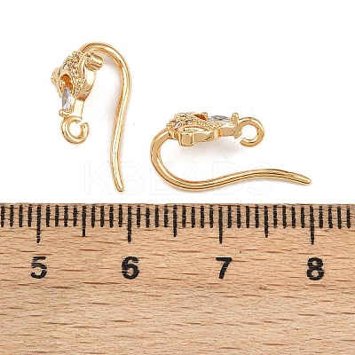 Brass Micro Pave Clear Cubic Zirconia Horse Eye Earring Hooks KK-A274-13G-1