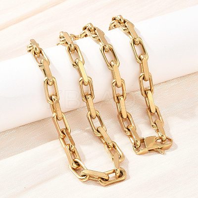 7.5MM 304 Stainless Steel Paperclip Chain Necklaces NJEW-Z105-01G-1