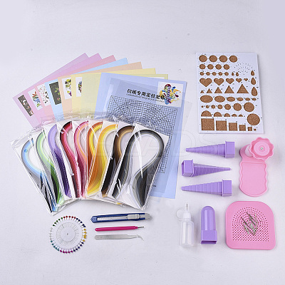DIY Paper Quilling Strips Sets: Random Color Paper Quilling Strips DIY-S038-001-1