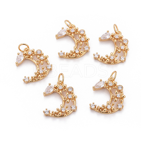 Brass Micro Pave Cubic Zirconia Pendants ZIRC-L070-43G-1
