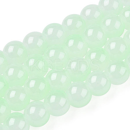 Baking Paint Imitation Jade Glass Round Bead Strands X1-DGLA-N003-10mm-08-1-1