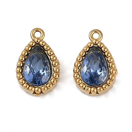 Ion Plating(IP) 304 Stainless Steel Micro Pave Cubic Zirconia Charms X-STAS-K256-20G-01-1