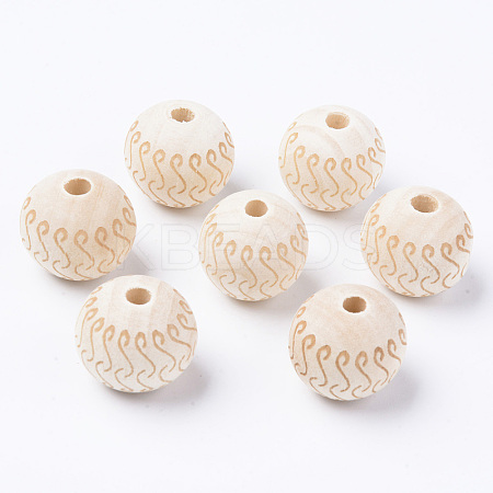 Unfinished Natural Wood European Beads LS-WOOD-S057-019B-1