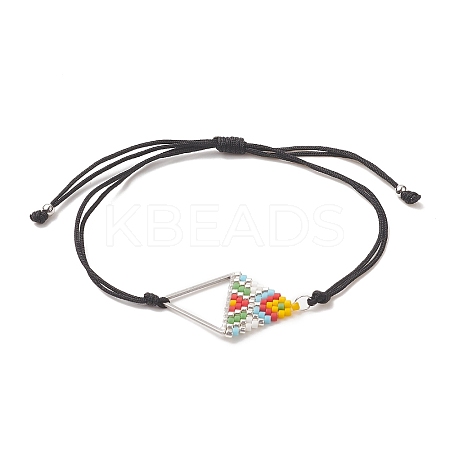 Glass Seed Braided Triangle Braided Bead Bracelet BJEW-MZ00026-02-1